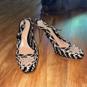 Sergio Rossi Macrame Patent Leather Heels